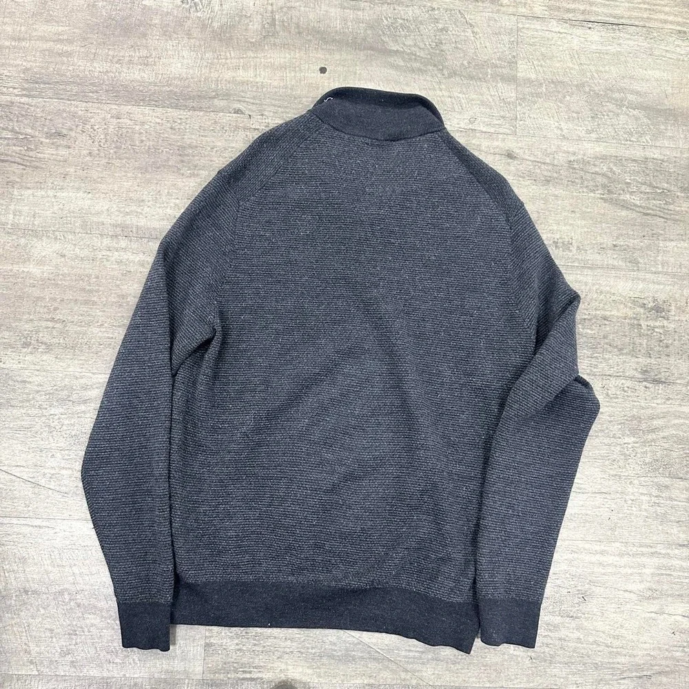 Polo Ralph Lauren Gray Merino Wool Knit Quarter Zip Sweater *small flaw* Size XL